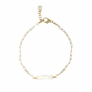Moonstone Paperclip Chain Bracelet