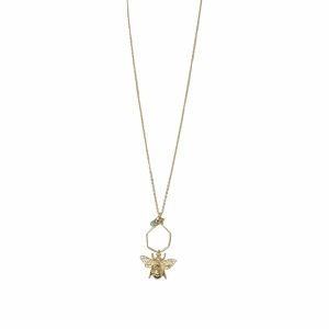 Bee & Honeycomb Necklace w/ Gemstone