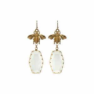 Clear Drop Bee Earrings
