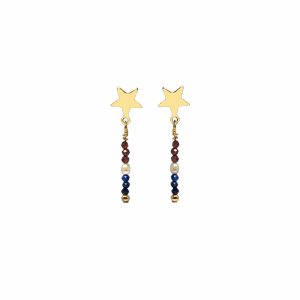 Gold Star Vertical Bar Post Earrings