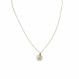 Gold & White Enamel Bee Necklace