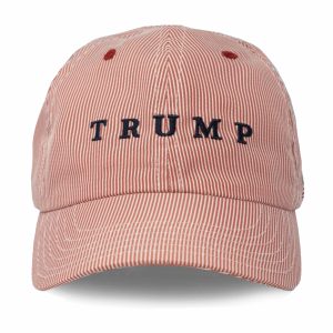 Unstructured Cord Stripe Hat - Red