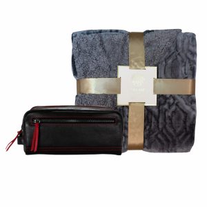 Velvet Throw & Dopp Kit Set